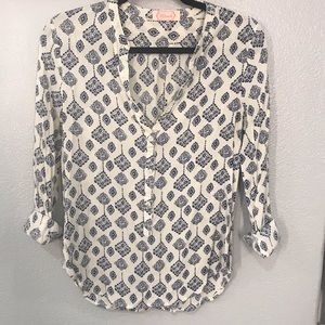 Blush 3/4 sleeve button up blouse